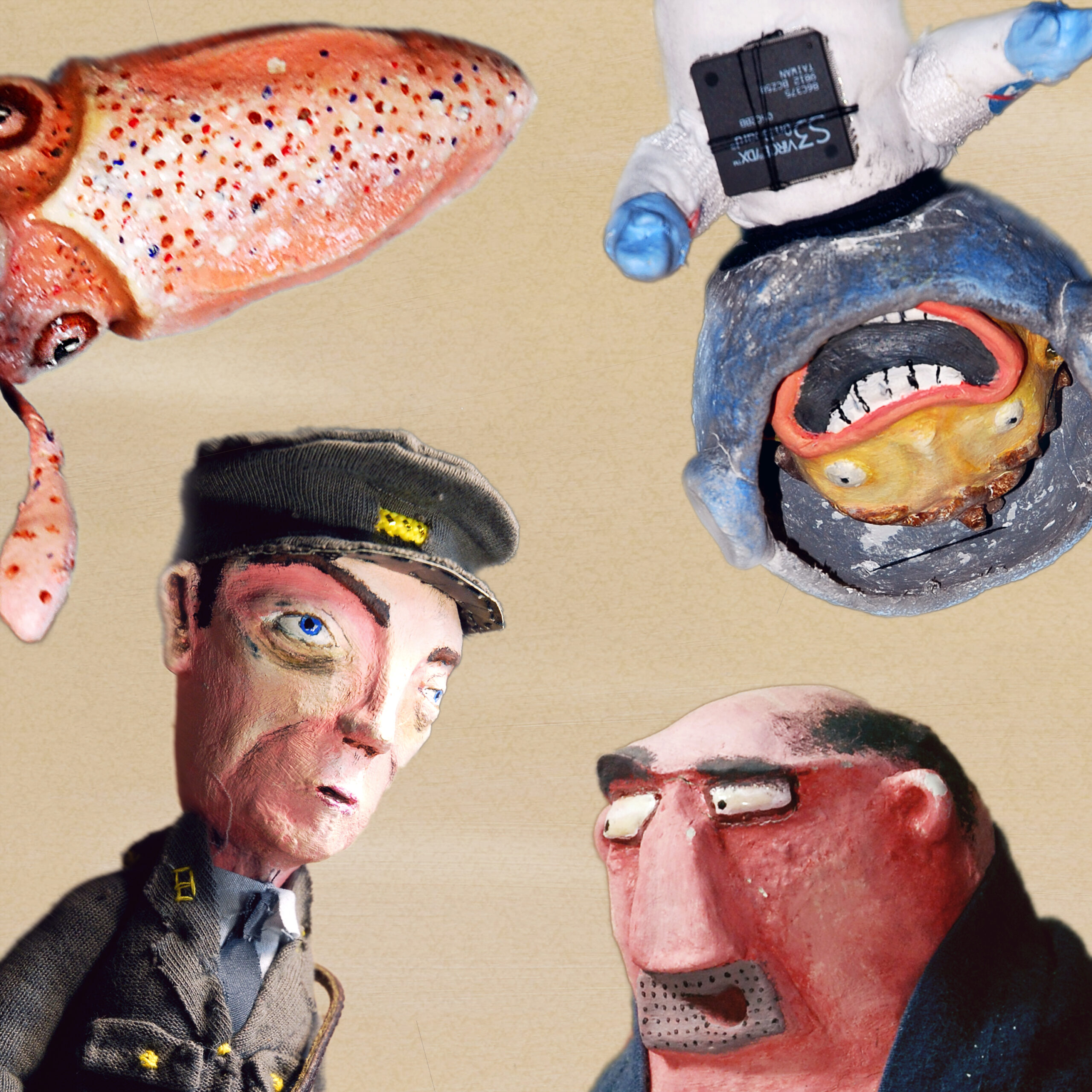 Curious Claytures | Character Focus – Nova, Hibbert, George and Cal, handcrafted clay sculptures with fabric and acrylic detail