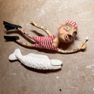 Neil Hughes Puppet Illustration | Kai the swimmer process part 4