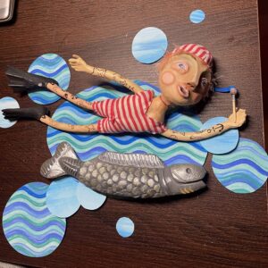 Neil Hughes Puppet Illustration | Kai the swimmer process part 5