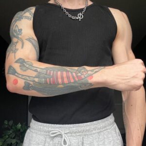 Neil Hughes Puppet Illustration | Kai the swimmer Tattoo